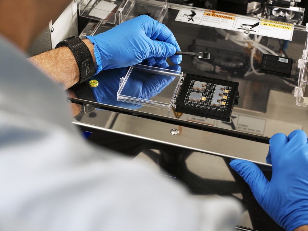 Researchers stress test an optics module at the optics lab at IBM Research’s headquarters in Yorktown Heights, NY