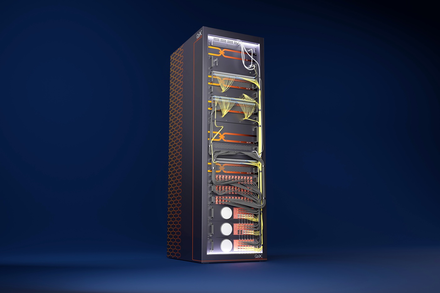 Render of QuiX Quantum’s first-generation universal photonic quantum computer
