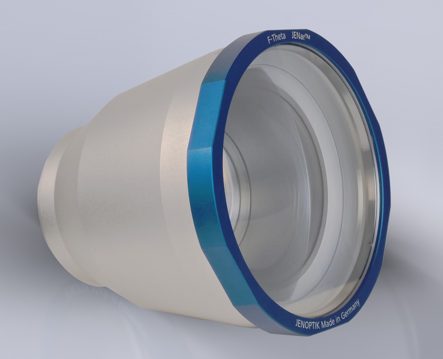 New Jenoptik F-Theta objective lens for high-precision laser structuring of state-of-the-art solar cells:  F-Theta JENar® Silverliner® 340-355-332-S.