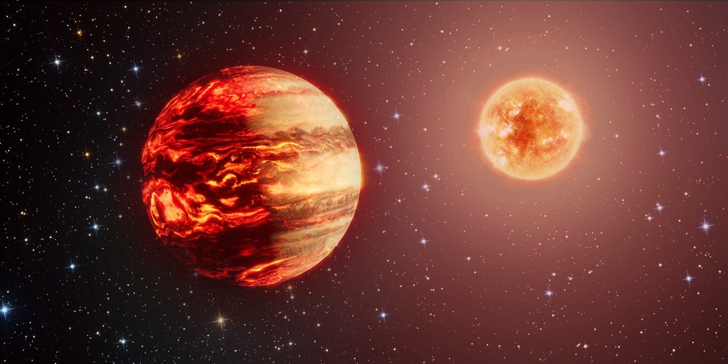 Artist impression of a brown dwarf orbiting close to a bright star