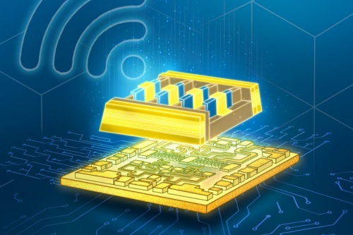 An artistic image of a futuristic semiconductor device which will help make 6G technology a reality