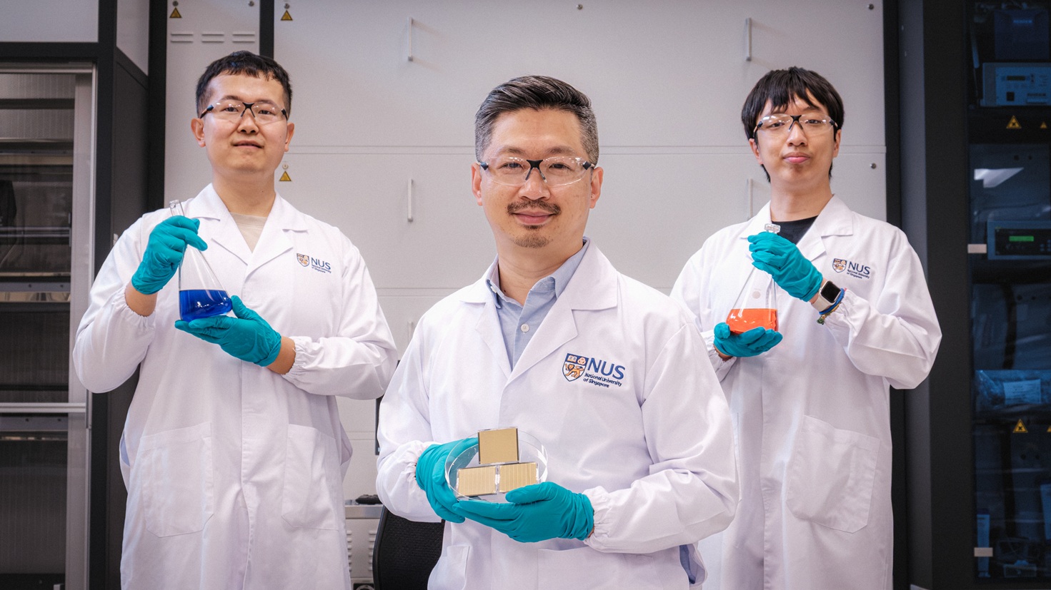 Innovators behind the solar breakthrough: Asst Prof Hou Yi, Dr Jia Zhenrong, and Mr Guo Xiao